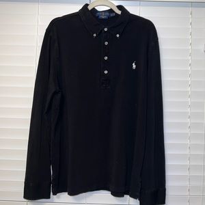 Polo Ralph Lauren Featherweight Mesh- LS Polo- Black- XL